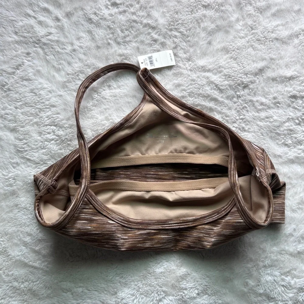 OFFLINE by Aerie The Hugger Space Dye Sports Bra Top Brown Large NWT 1078-216